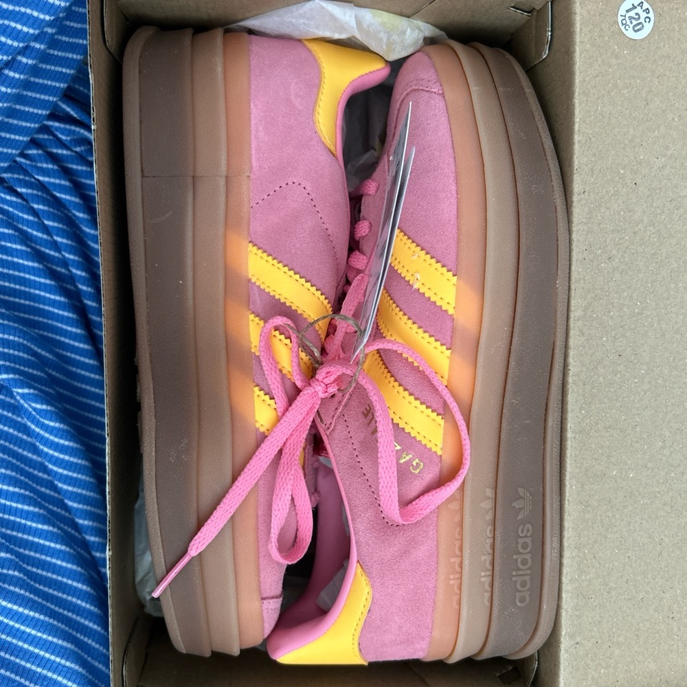 Adidas Women's Gazelle Bold Pink and Yellow Sneakers